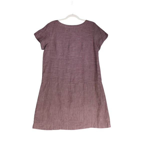 Garnet Hill Dress Womens 8 Striped 100% Linen Short Sleeve Sheath Shift Classic - Picture 6 of 12